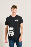 Camiseta negra en algodón manga corta y diseño de Star Wars