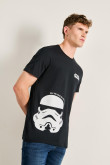 Camiseta negra en algodón manga corta y diseño de Star Wars