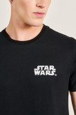 Camiseta negra en algodón manga corta y diseño de Star Wars