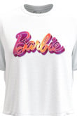 Camiseta unicolor crop top con estampado de Barbie