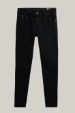 Jean skinny ajustado negro con 5 bolsillos y tiro bajo