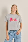 Camiseta unicolor crop top con estampado de Barbie