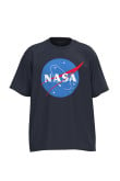 Camiseta unicolor oversize con cuello redondo y logo de NASA