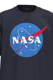 Camiseta unicolor oversize con cuello redondo y logo de NASA