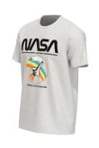 Camiseta unicolor con diseño de NASA y cuello redondo