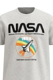 Camiseta unicolor con diseño de NASA y cuello redondo