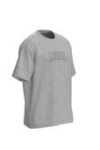 Camiseta manga corta oversize unicolor con texto college