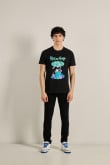 Camiseta manga corta unicolor con diseño de Rick and Morty