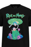 Camiseta manga corta unicolor con diseño de Rick and Morty