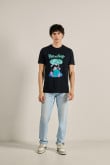 Camiseta manga corta unicolor con diseño de Rick and Morty