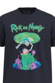 Camiseta manga corta unicolor con diseño de Rick and Morty