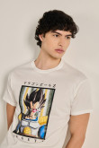 Camiseta crema clara manga corta con diseño de Dragon Ball Z