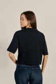 Camiseta azul intensa crop top oversize con diseño college