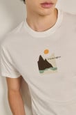 Camiseta unicolor con diseño de paisaje y manga corta