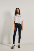 Camiseta crema oversize crop top con arte college de Milán