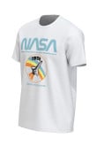 Camiseta unicolor con diseño de NASA y cuello redondo