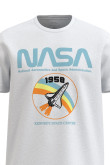 Camiseta unicolor con diseño de NASA y cuello redondo