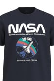 Camiseta unicolor con diseño de NASA y cuello redondo