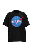 Camiseta unicolor oversize con cuello redondo y logo de NASA