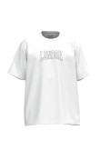 Camiseta manga corta oversize unicolor con texto college