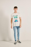 Camiseta manga corta unicolor con diseño de Rick and Morty