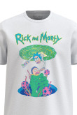 Camiseta manga corta unicolor con diseño de Rick and Morty