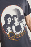 Camiseta gris intensa cuello redondo con arte de Queen