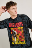 Camiseta tie dye negra oversize con diseño de Guns N´ Roses