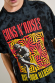 Camiseta tie dye negra oversize con diseño de Guns N´ Roses