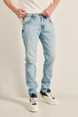 Jean ajustado skinny azul claro con tiro bajo y desgastes