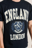 Camiseta azul manga corta con diseño college de England