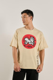 Camiseta oversize kaki manga corta con arte de Keith Haring