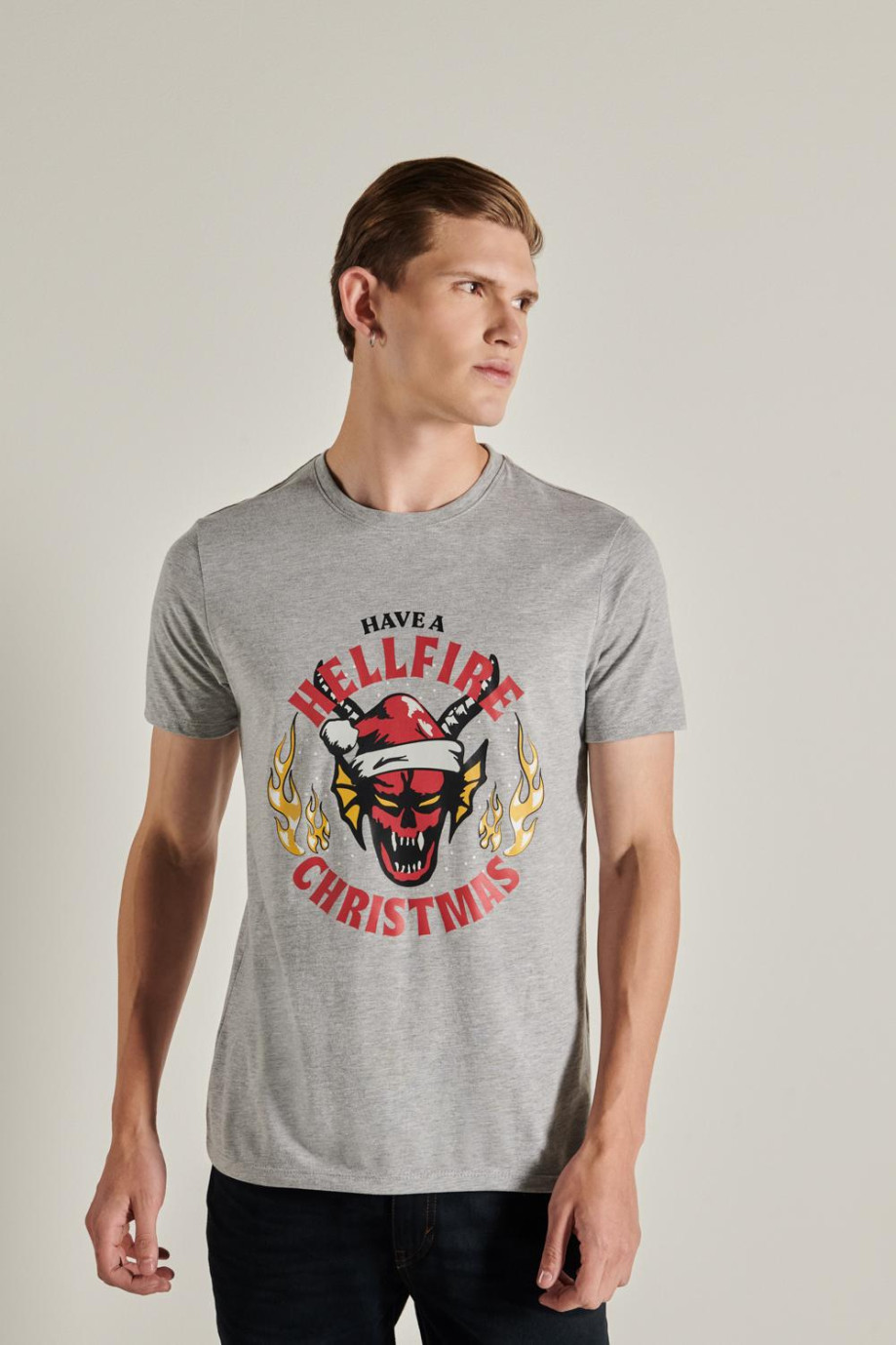Camiseta unicolor con diseño de navidad de Stranger Things