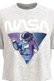 Camiseta crop top unicolor con diseño de NASA en frente