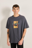 Camiseta gris oversize manga corta con arte de Guns N´ Roses