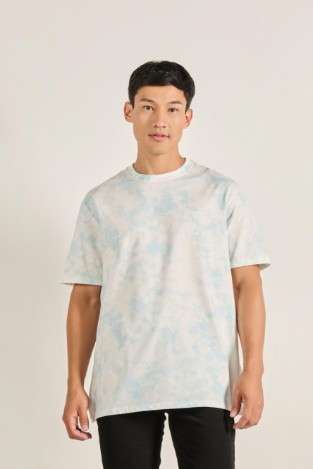 Camiseta unicolor oversize con hombro rodado y manga corta
