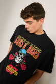 Camiseta manga corta oversize negra y arte de Guns N´ Roses