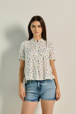 Blusa estampada unicolor crop top con manga corta