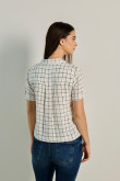 Blusa estampada unicolor crop top con manga corta