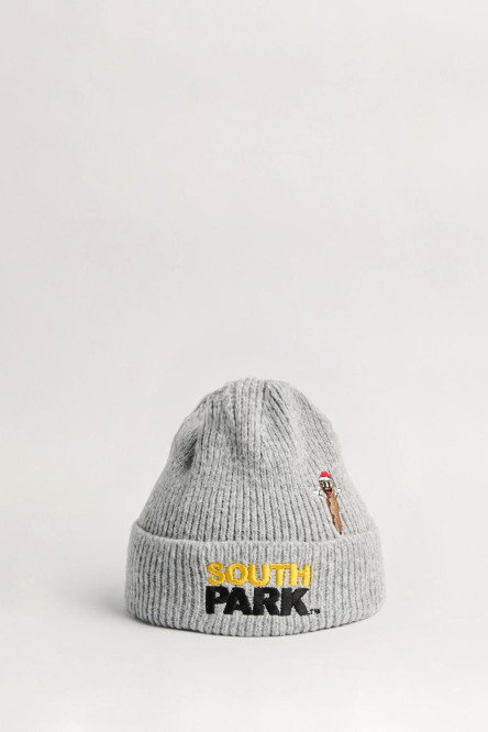 Gorro tejido gris claro con bordado de South Park