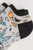 Medias grises tobilleras con diseños de Looney Tunes