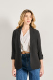 Blazer unicolor con charreteras y frente abierto