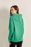 Buzo verde oversize con capota, arte college y manga ranglan