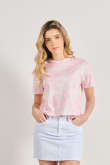 Camiseta unicolor estampada crop top manga corta en algodón