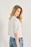 Camiseta oversize crop top unicolor con diseño racer