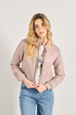 Chaqueta unicolor bomber acolchada con rombos y bolsillos