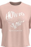 Camiseta unicolor crop top con frase estampada en frente