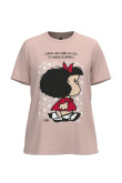 Camiseta en algodón unicolor manga corta con arte de Mafalda