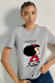 Camiseta en algodón unicolor manga corta con arte de Mafalda