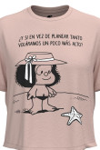 Camiseta unicolor crop top con diseño de Mafalda en frente